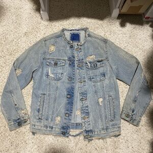 Zara Distressed Denim Jean Jacket